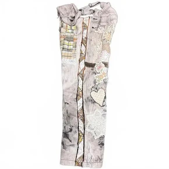 Handmade Up-cycled Magnolia Pearl inspired quilted Miner Overalls NWT - Picture 7 of 16